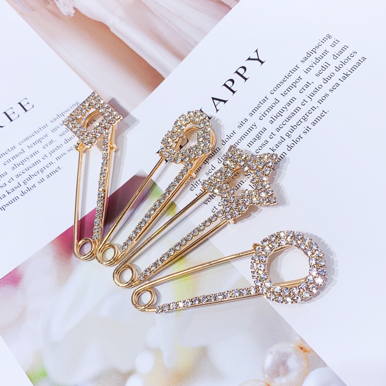 Clothing Cardigan Small Pin Korean All-Match Corsage Clothing Accessories Ins Crystal Brooch Female Anti-Unwanted-Exposure Buckle