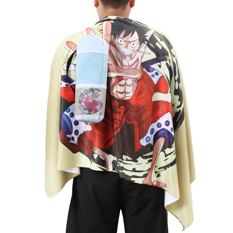 户外运动浴巾海贼王毛巾动漫航海王健身超细纤维索隆路飞定logo