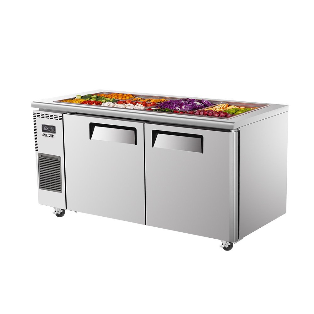 世备skipio不锈钢开孔沙拉冰箱ssr12-2商用厨房设备开口色拉冰柜