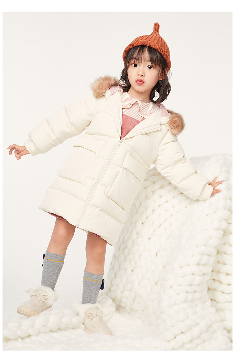 巴拉巴拉女童羽绒服中长款小童2019新款潮冬装韩版28074190252 g