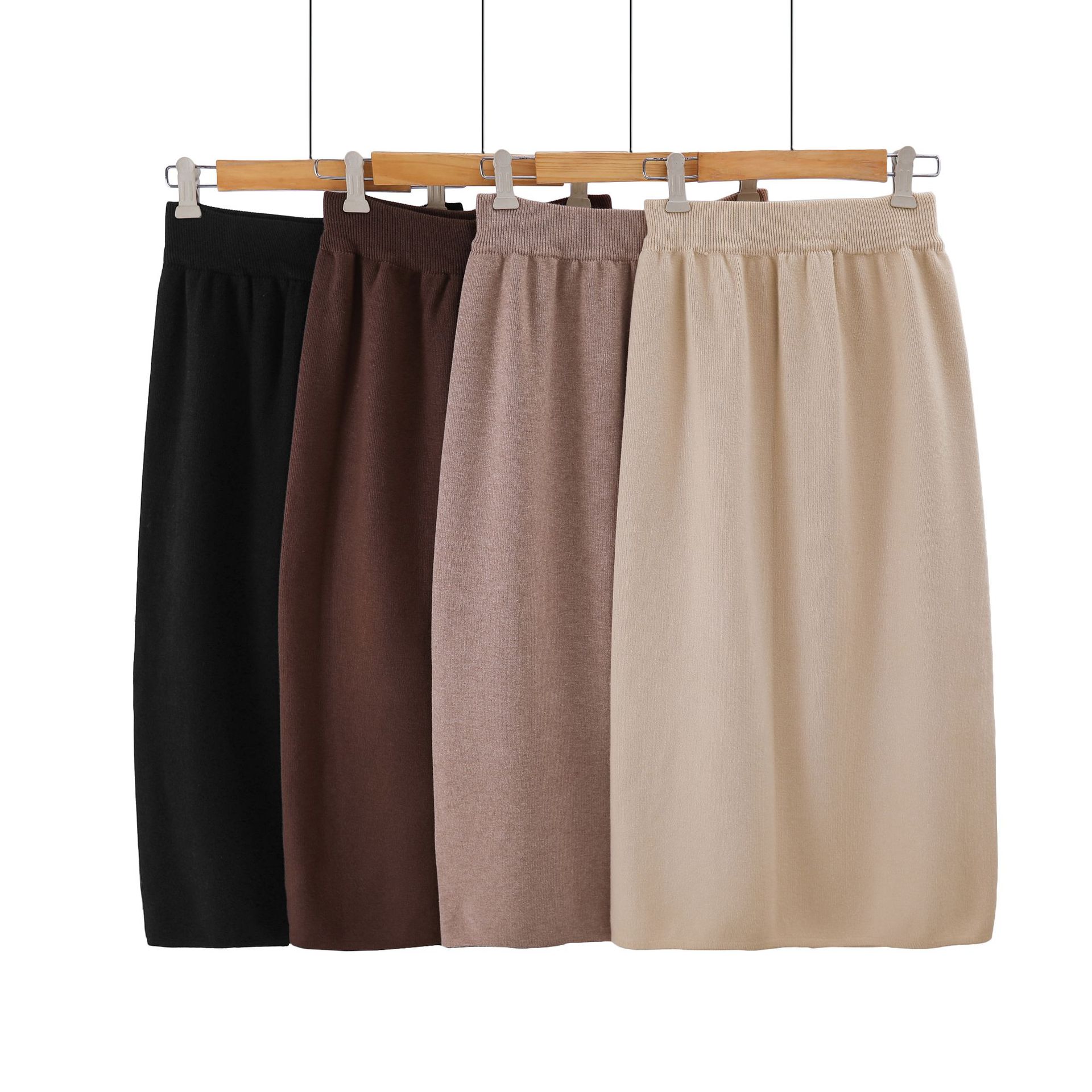 秋冬休闲黑色bf港味半身裙女直筒毛线方便裙针织开叉裹裙中长款