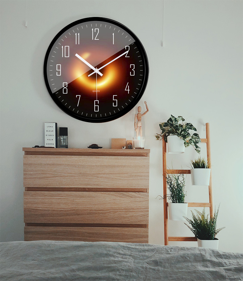 16寸黑洞创意静音挂钟时尚客厅卧室挂表潮流艺术装饰石英钟h671