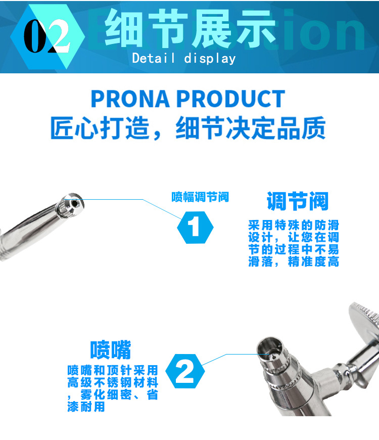 台湾宝丽(prona)rh-bs美术喷笔 下杯喷笔 配玻璃瓶