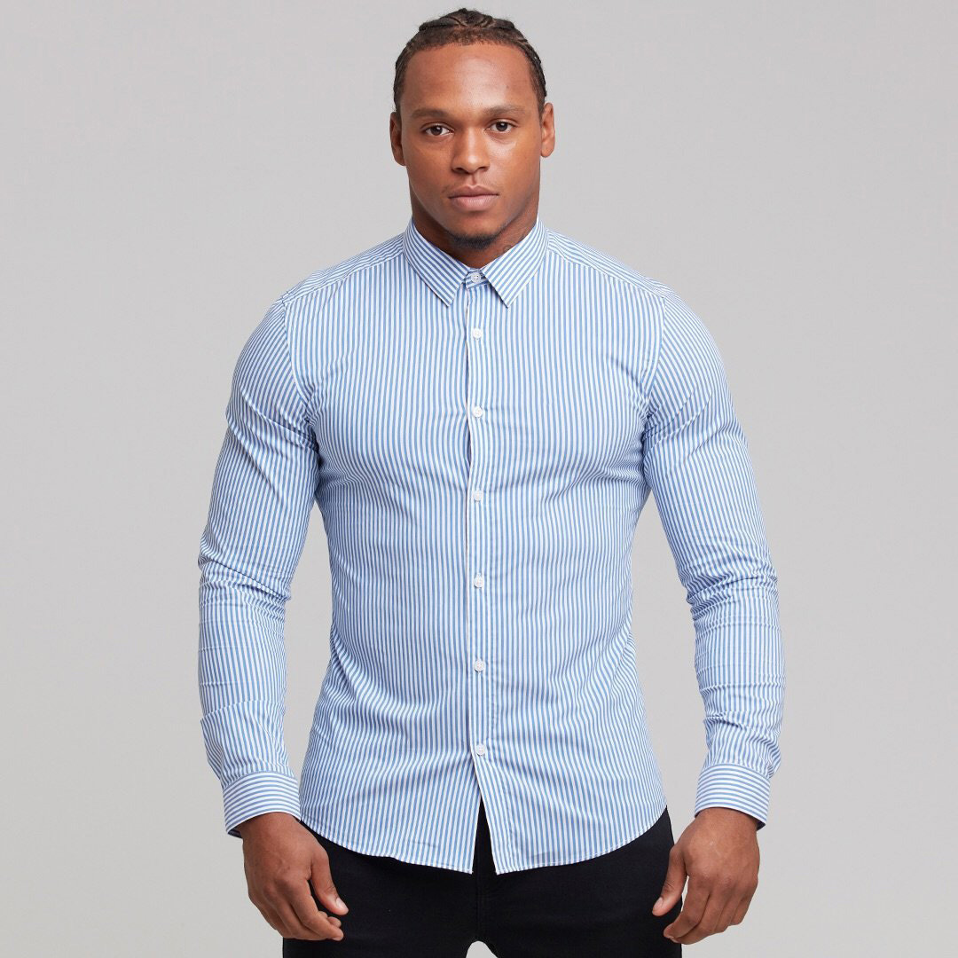 肌肉男健身狗兄弟长袖衬衫修身弹力速干透气跑步训练衫运动衬衣男