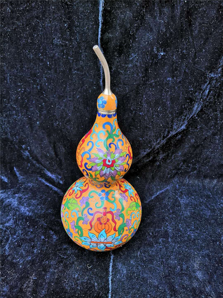 烨轩铜胎手工掐丝葫芦黄铜葫芦景泰蓝葫芦花纹葫芦工艺品礼品摆件