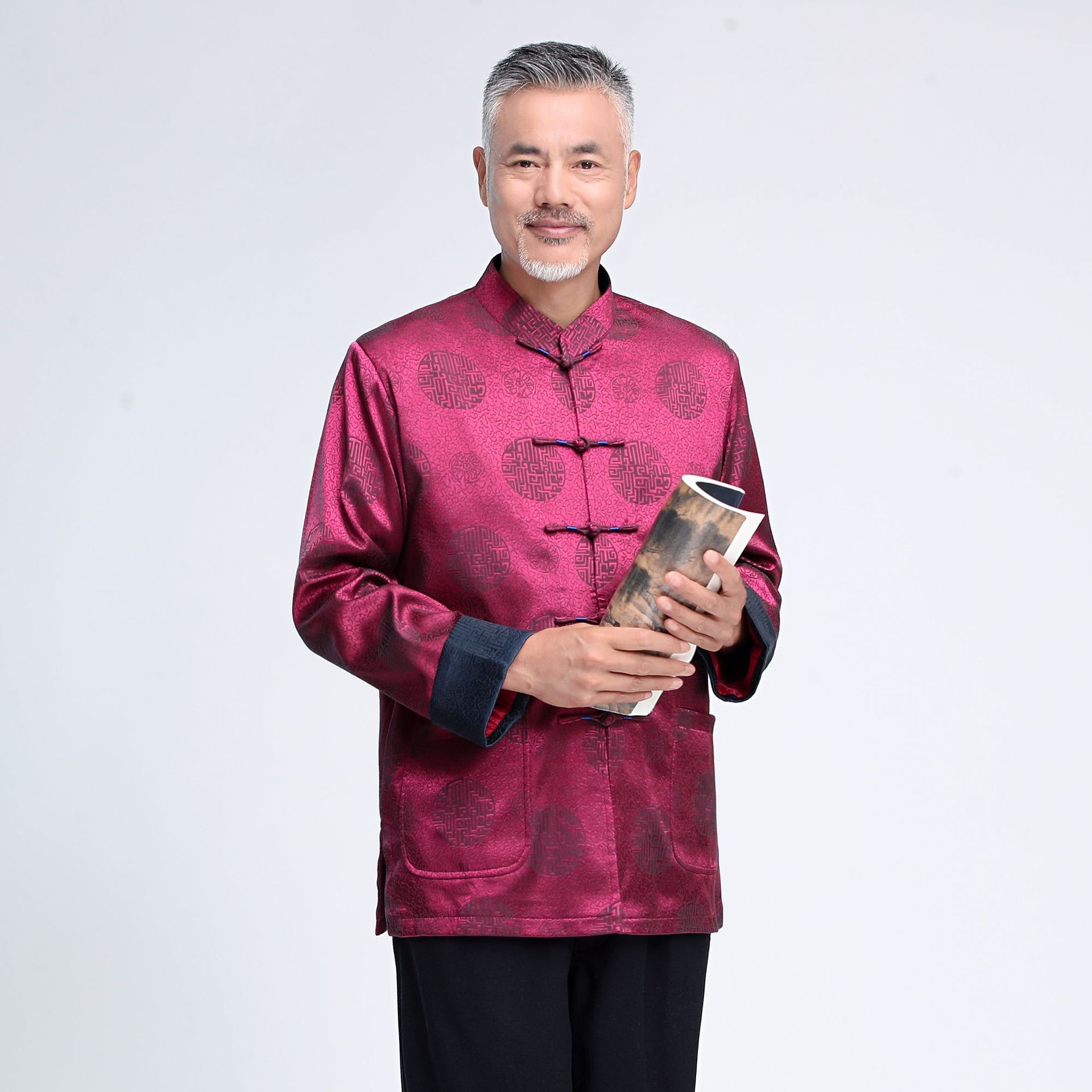 男士秋冬长袖唐装,加绒千喜秋冬装上衣2821 中老年唐装