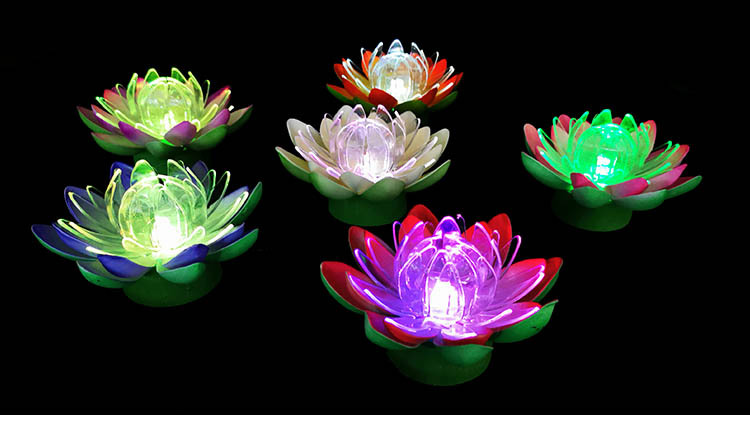 led七彩莲花灯佛前供灯寺庙法会活动祈福许愿舞台表演手捧荷花灯