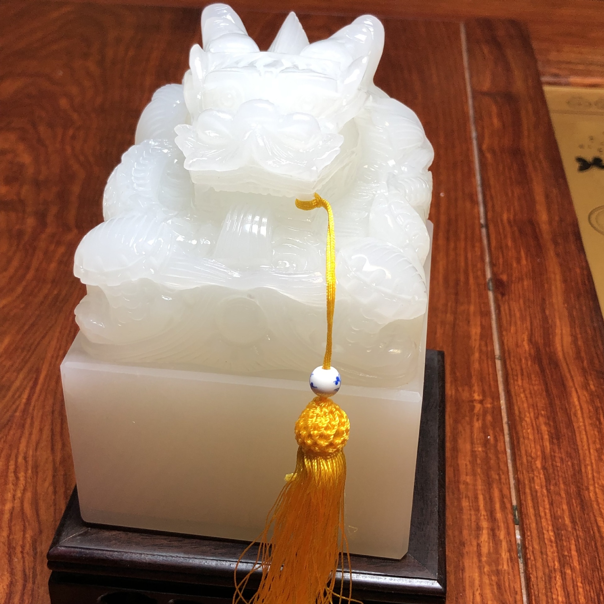 支持定制款白雪公主印章玉玺摆件手工雕刻九龙阿富汗玉印章龙头