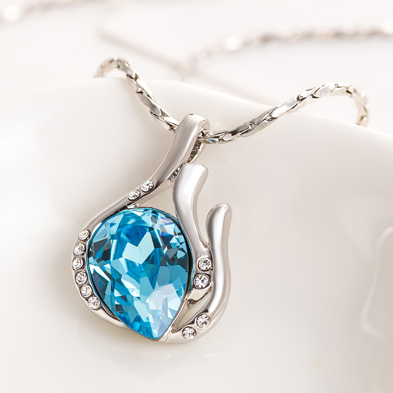 韩版热销时尚天使之泪项链女采用高端水晶吊坠流行饰品义乌厂家