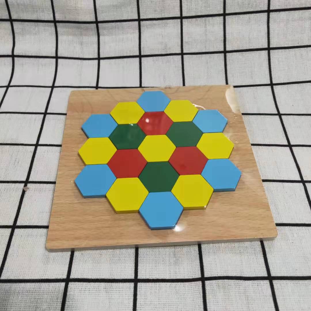 奇益木质益智拼图系列xj004六角形百变拼图