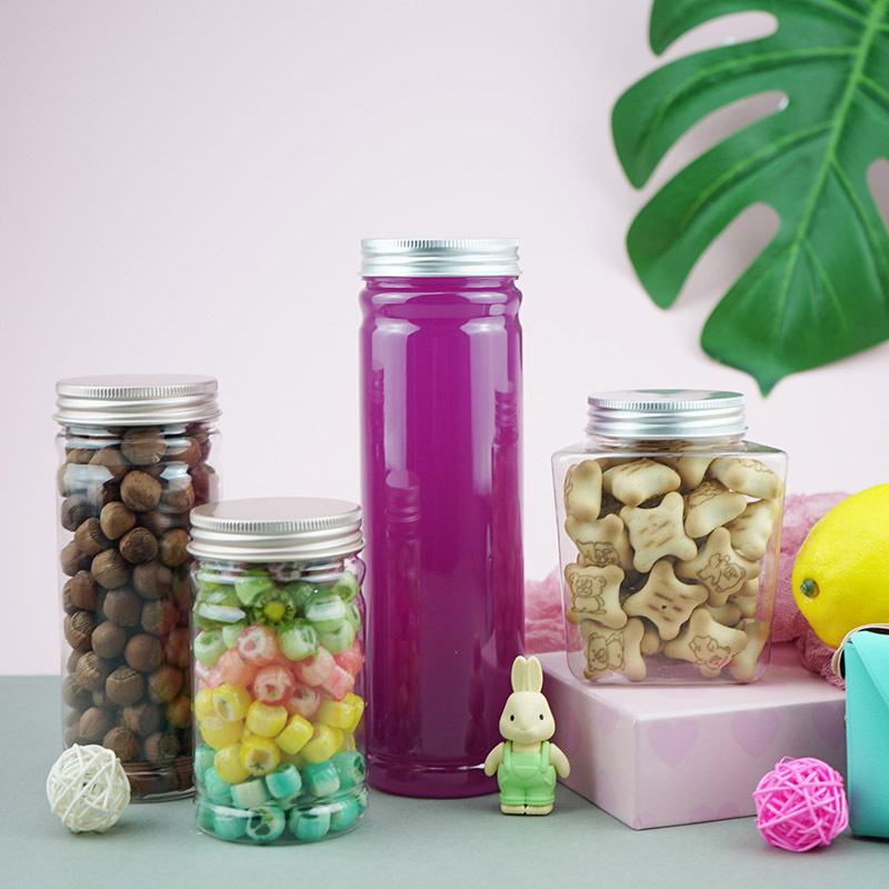 57口径塑料罐子饼干罐密封罐透明食品罐干果坚果药材茶瓶食品瓶子