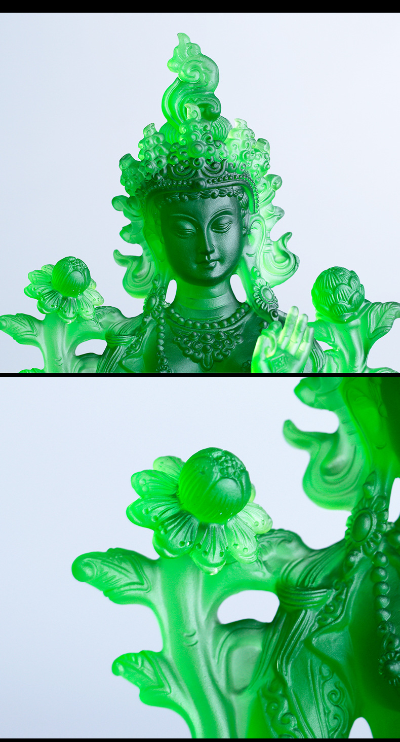 琉璃绿度母佛像菩萨佛堂供奉佛像寺院家居摆件工艺品
