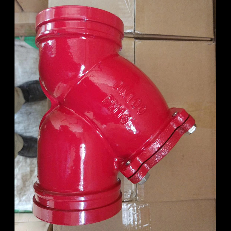 定制y型沟槽过滤器管道卡箍过滤器消防用过滤器沟槽式y型过滤器