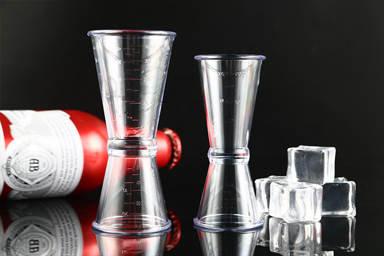 厂家直销量杯塑料双头量杯奶茶鸡尾酒专用器具双头盎司杯带刻度