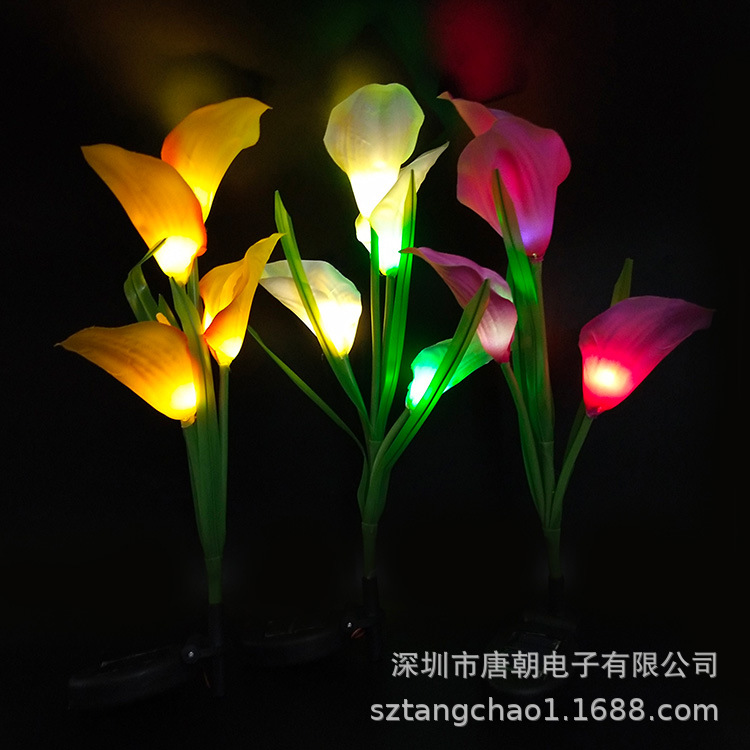 4头百合仿真光纤太阳能花 太阳能花园仿真花灯 led发光花