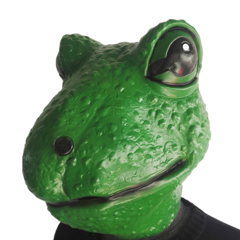 厂家直销环保乳胶面具青蛙头套 可爱动物造型面具头饰万圣节神器