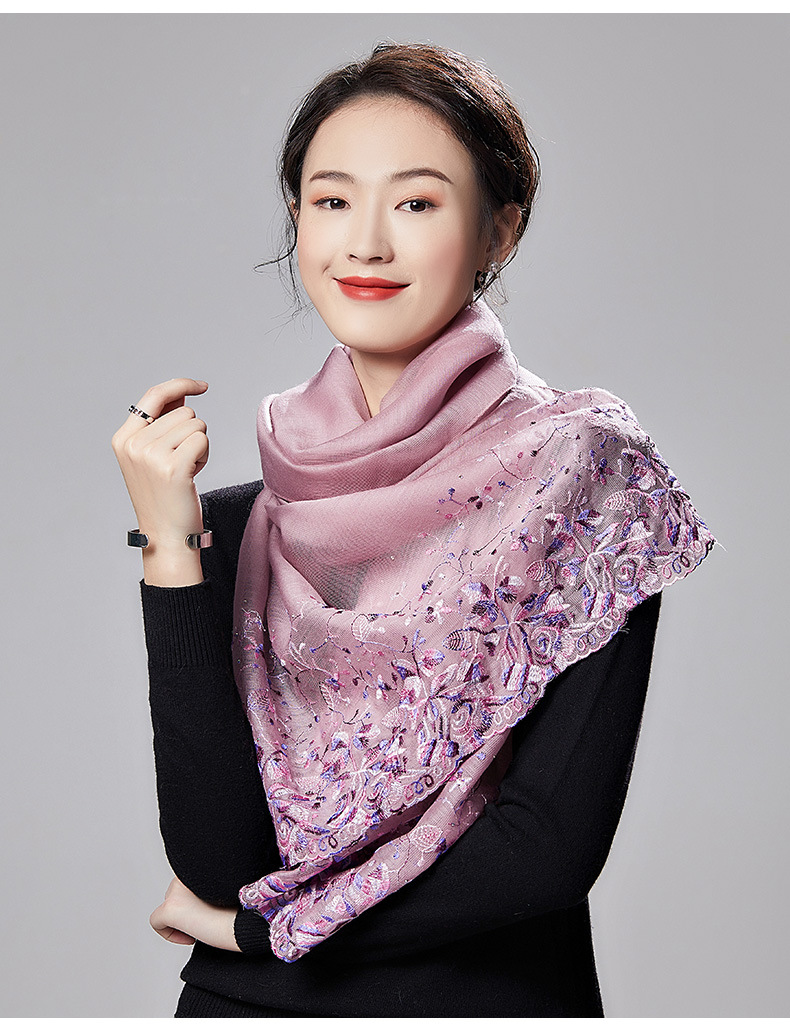 布塔丝毛围巾女秋冬季刺绣薄款真丝羊毛混纺绣花丝巾百搭pt19g521