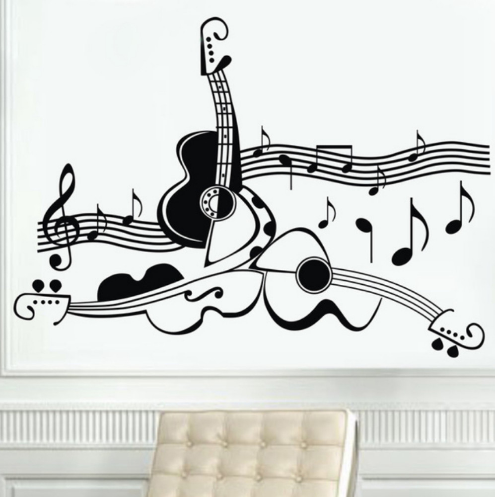 音符五线谱吉他图案家居精雕艺术墙贴画