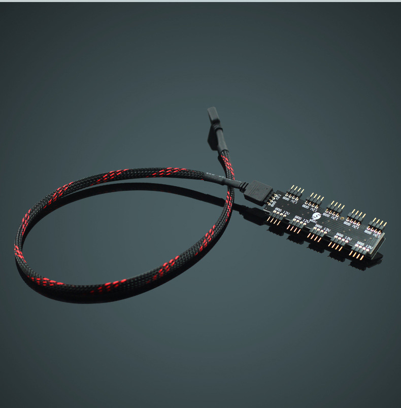 10路rgb集线器 电脑主板rgb风扇拓展线 12v4针5v3针 神光aura同步