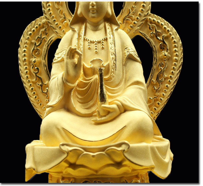 王大福 绒沙金背光宝瓶观音菩萨 沙金工艺品佛堂供奉摆件商务礼品