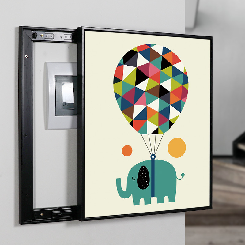 卡通小清新推拉式电表箱装饰画现代简约可推拉遮挡配电箱弱电闸盒