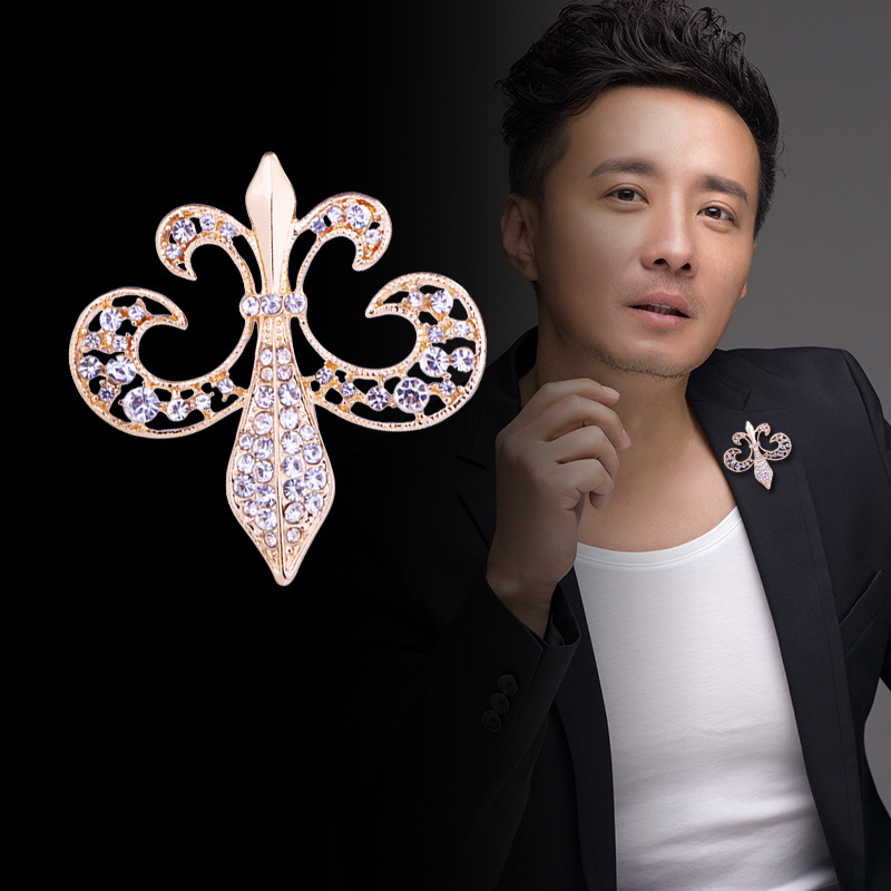 欧美高档满钻军花胸针男士霸气复古低调墨蓝钻西装胸花潮厂家直销