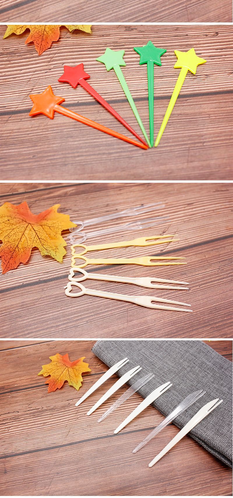 一次性水果叉子彩色ok叉心形塑料水果叉独立装蛋糕点心试吃叉