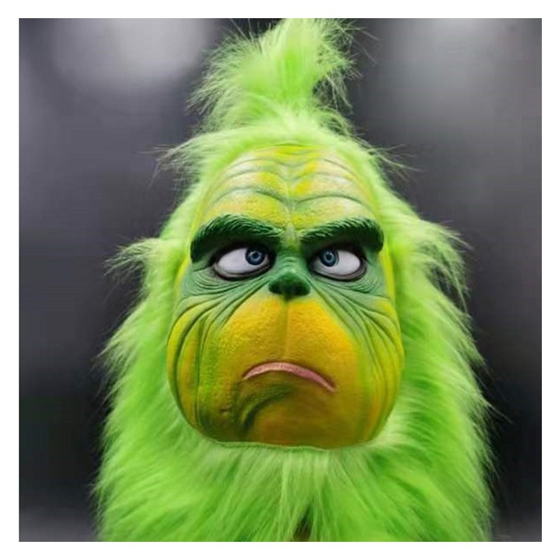 神偷绿毛怪面具乳胶圣诞怪杰头套格林奇面具圣诞节搞怪电影道具