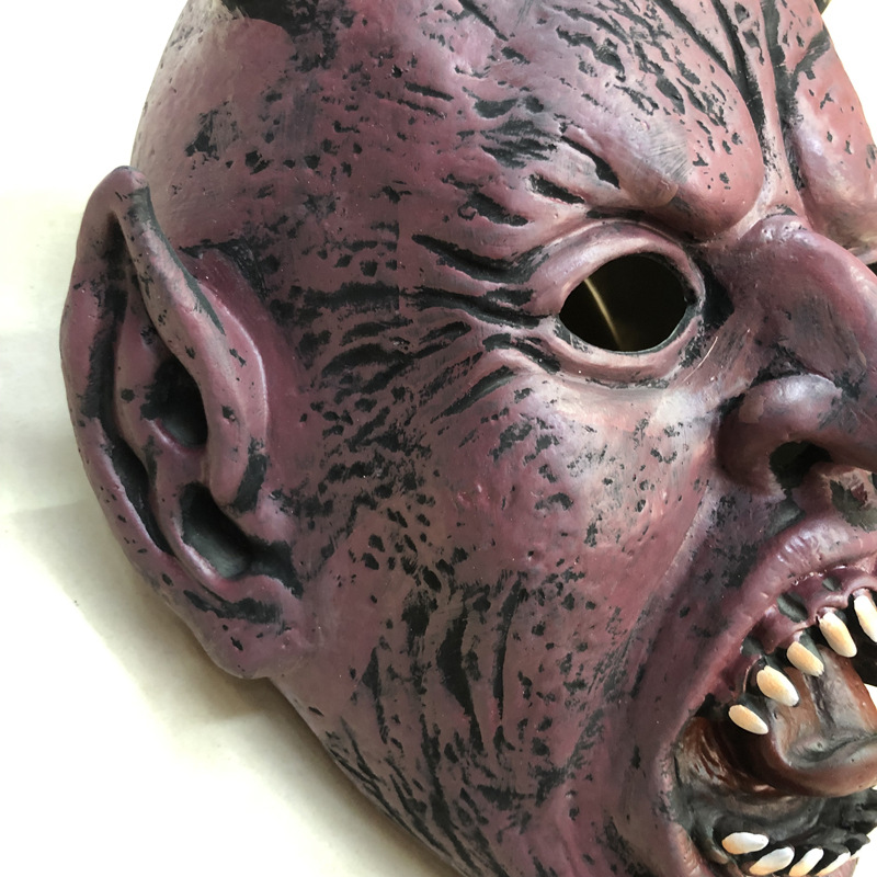 狂欢节高档乳胶逼真撒旦魔王愚人万圣节舞会演出道具恐怖鬼面具