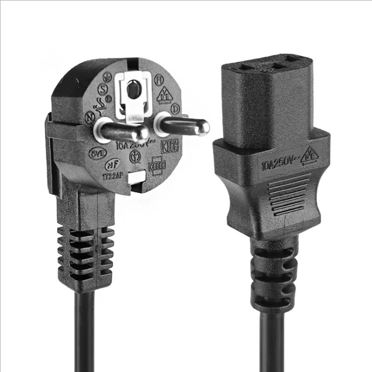 欧洲vde电源三极插头 欧规三芯插头带品字尾 欧式三芯电脑插头