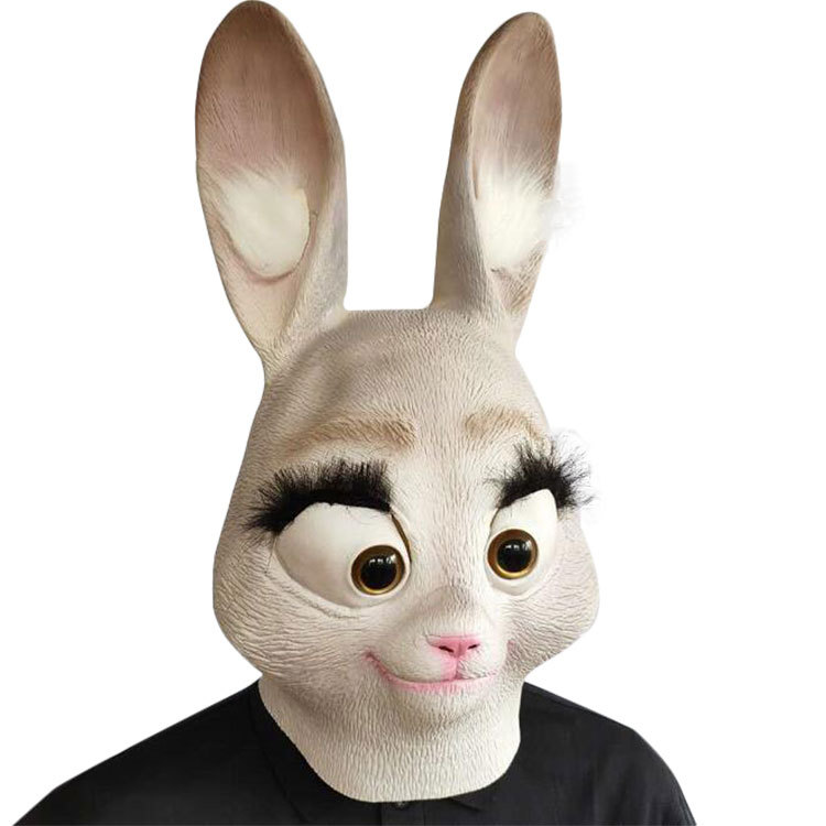 疯狂动物城卡通朱迪面具搞怪万圣节乳胶动物兔子头套摄影道具批发