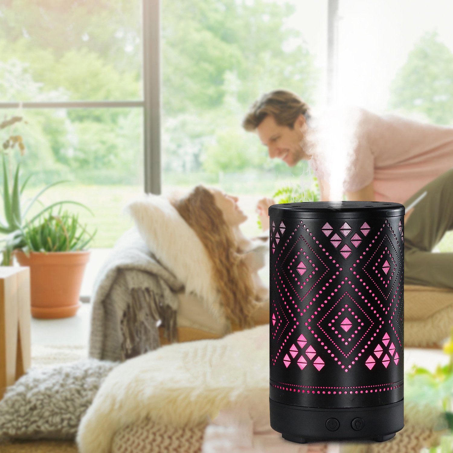 新品aroma diffuser100ml铁艺香薰机加湿器 静音超声波精油扩散仪