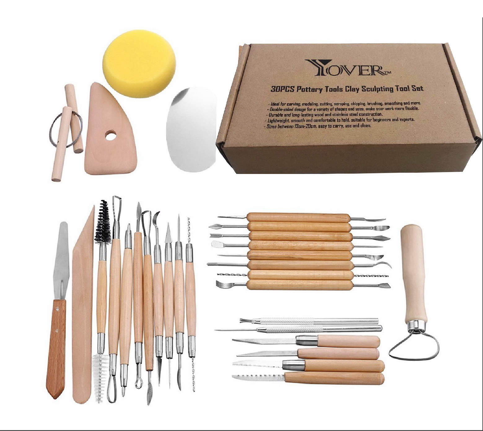 Cross-Border Factory Direct Sales Professional Engraving DIY Production Clay Tools 30 Pieces Clay Tools Suit