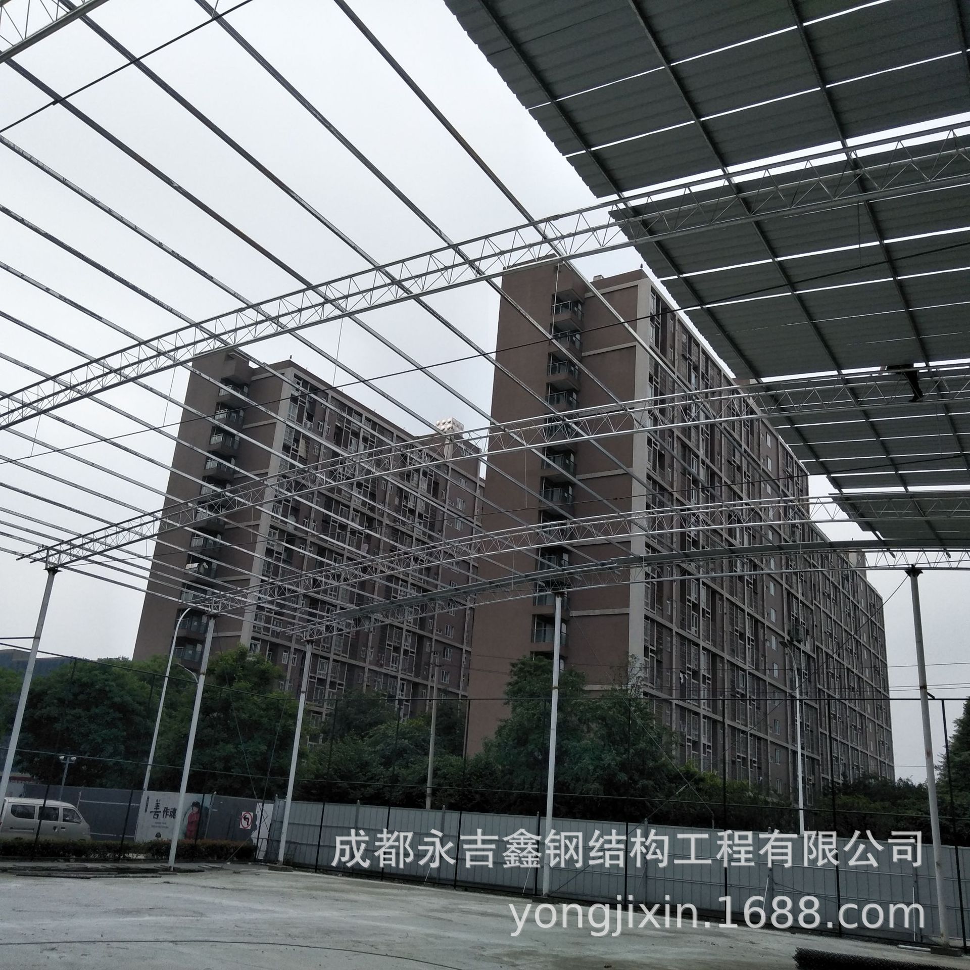 四川钢结构彩钢棚 停车棚 拌合站雨棚制作安装