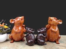 黑檀木迷你老鼠实木如意鼠摆件十二生肖动物摆件木质工艺礼品