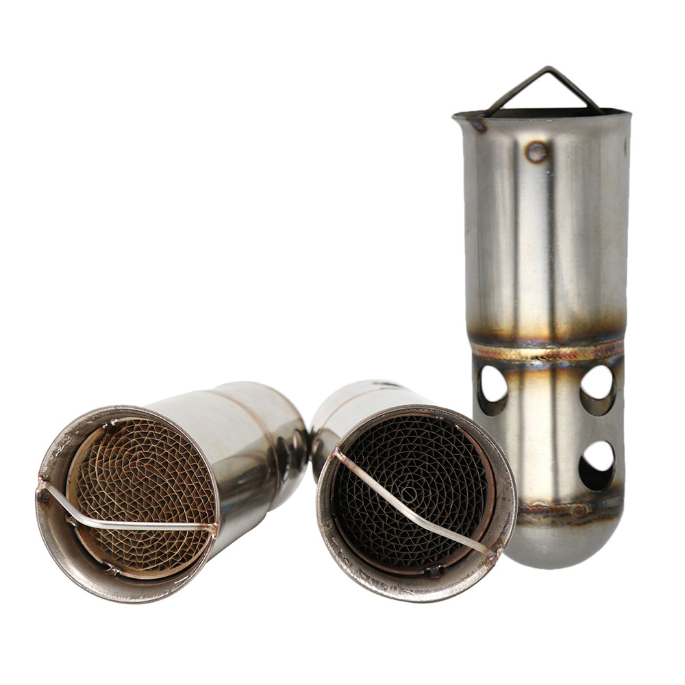 摩托车排气管触媒51mm 60mm降音塞不锈钢回压消音塞子弹头消声器