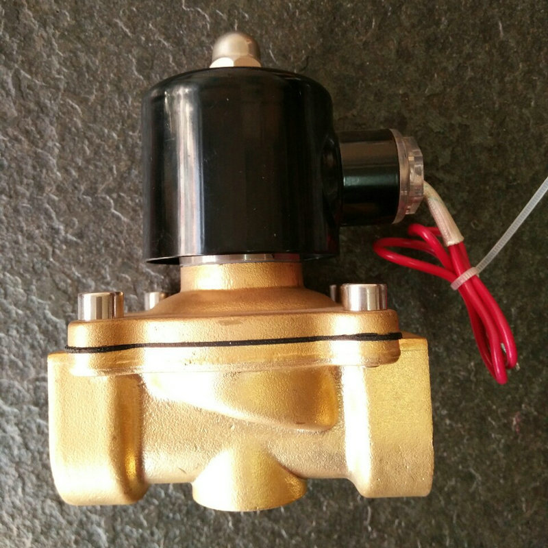 常闭二通水用阀电磁阀液体气体流量控制电动两通阀2w黄铜电磁阀