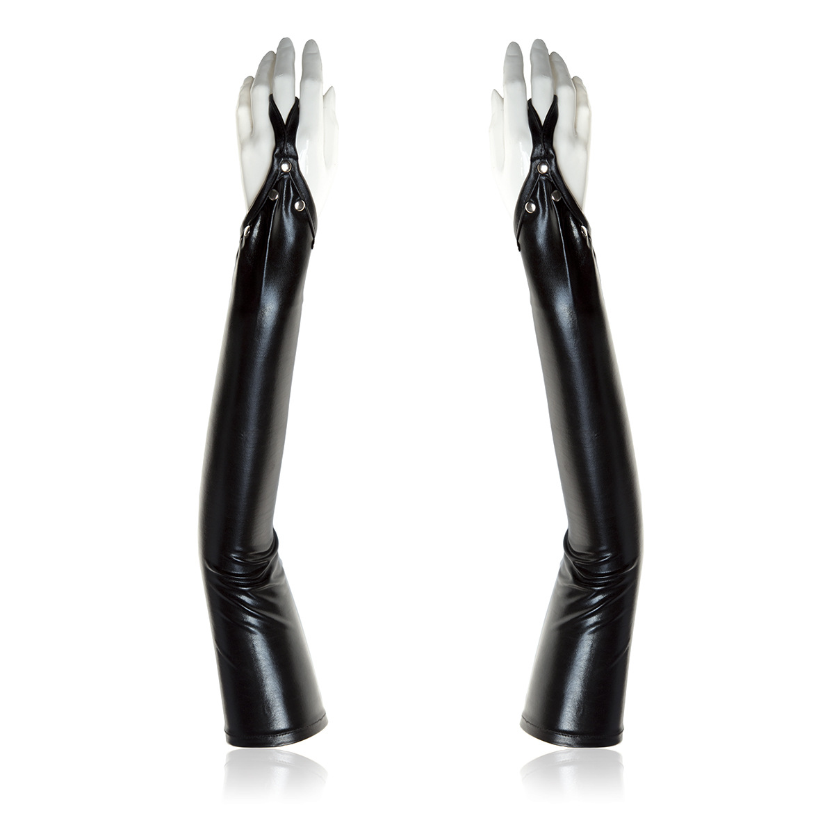 外贸欧美情趣内衣配件漆皮黑色长筒手套钢管朋克街舞手套现货批发