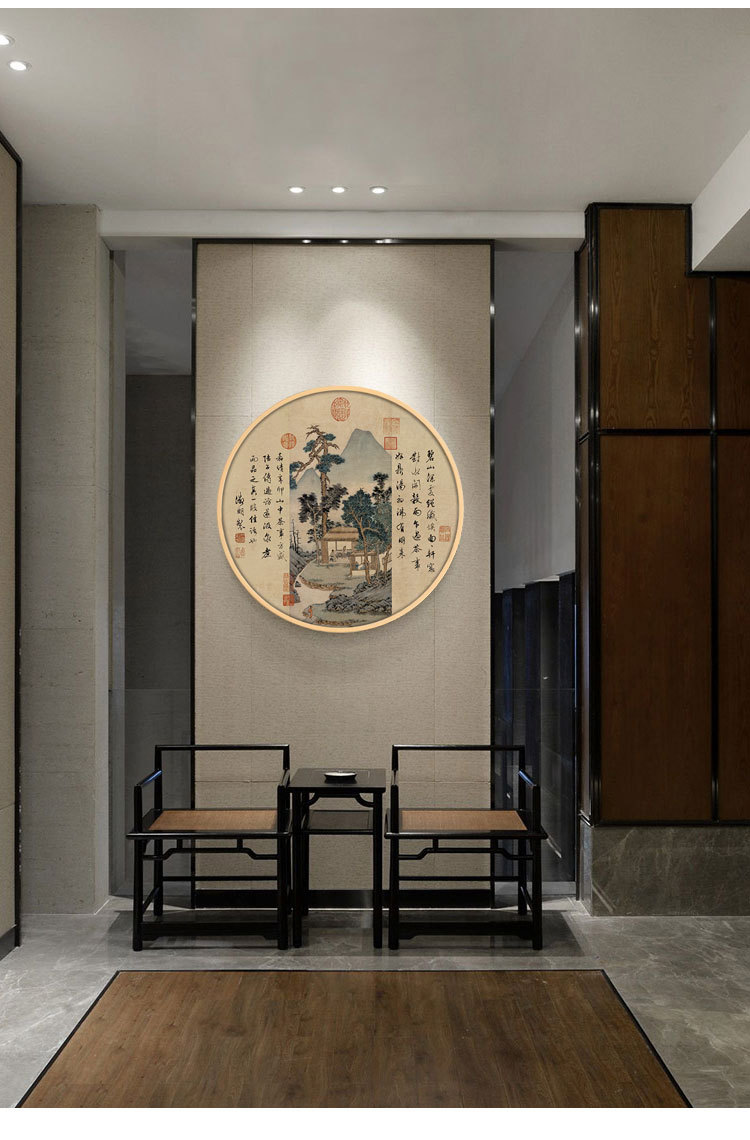 茶室挂画禅意入门玄关会客厅装饰画赵佶听琴图品茶瑞谷图郎世宁画