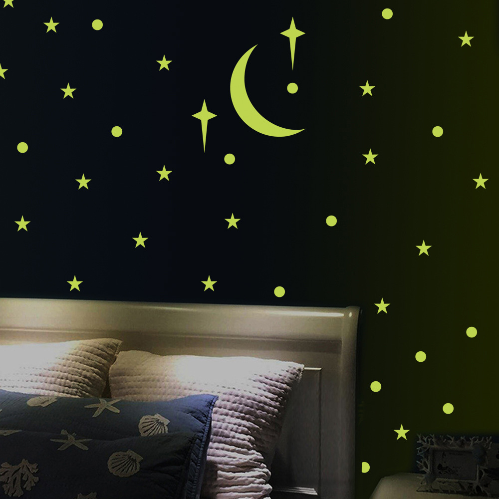g265星星月亮圆点夜光贴 卧室客厅游戏房装饰夜光墙贴厂家批发