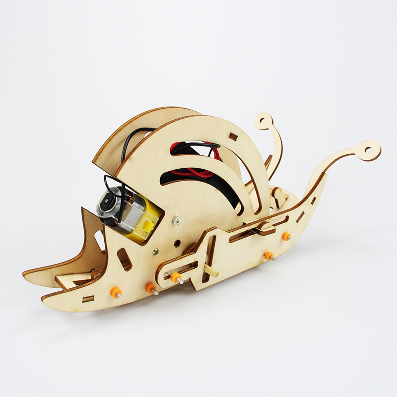 仿生电动蜗牛 木制科普拼装模型益智玩具 少年宫儿童科学实验器材
