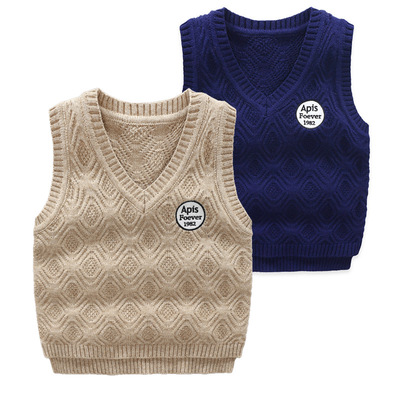 男童马甲毛衣背心坎肩 2019秋款儿童针织开衫马甲 男宝宝背心3061