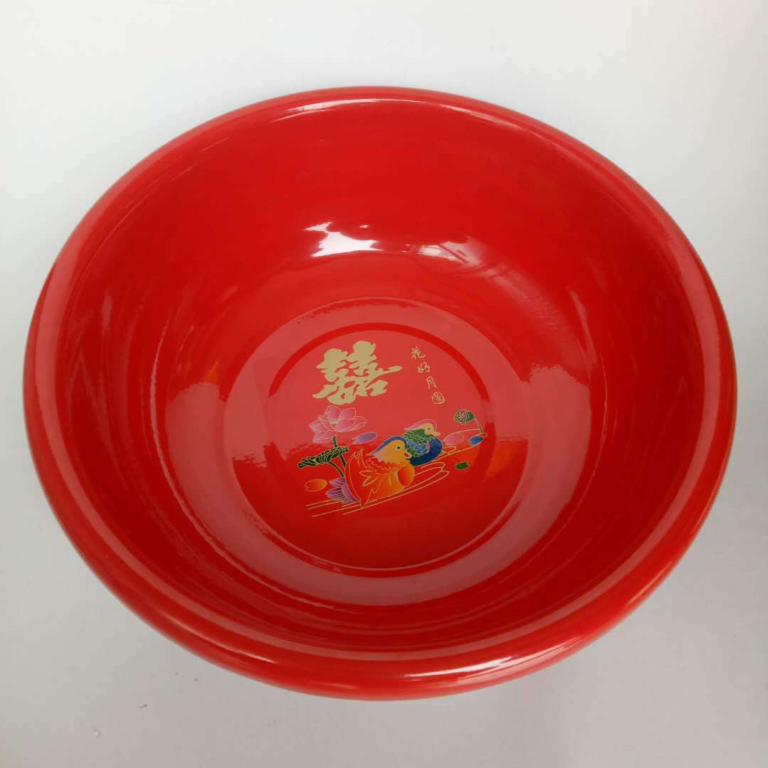 厂家直销2019年爆款大反边38cm婚庆红盆搪瓷盆加厚洗脸盆