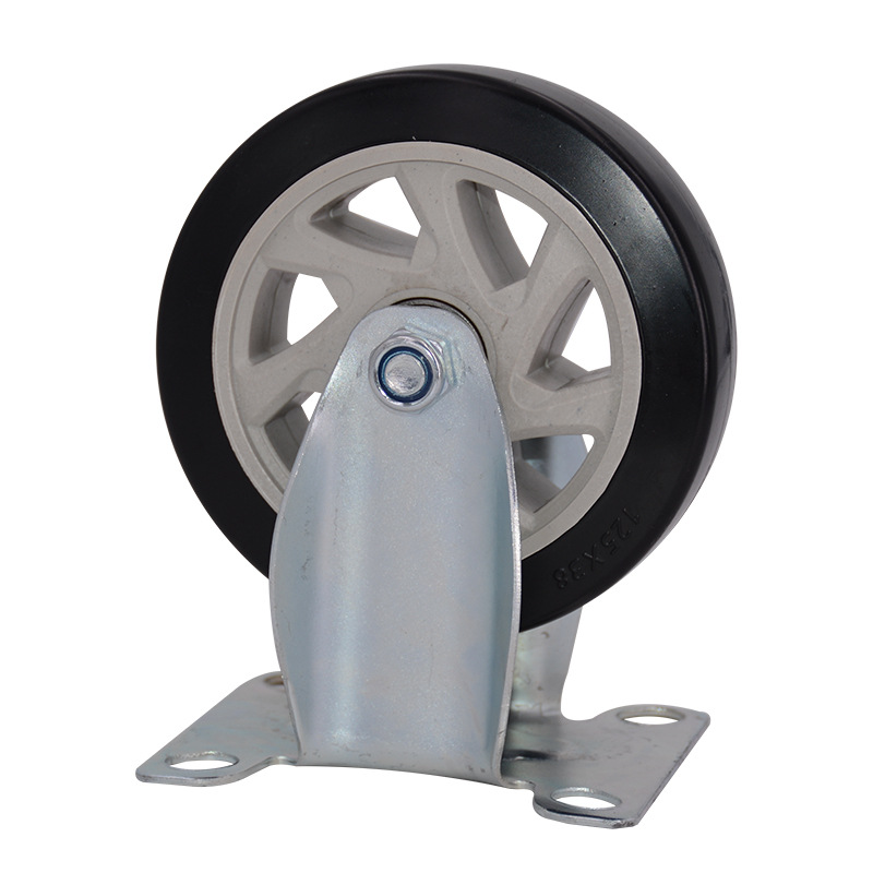 明威脚轮板车手推车万向轮4寸5寸定向黑白通花轮子pu静音脚轮