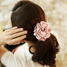 韩版发圈 布艺花卉头饰 皮筋 超玫瑰时尚百搭花朵