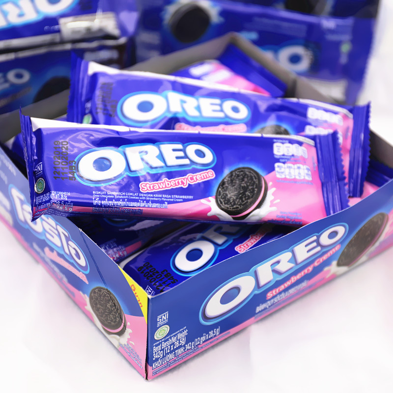 印尼进口 oreo奥利奥夹心饼干 香草/草莓/蓝莓冰淇淋味 盒装 行货