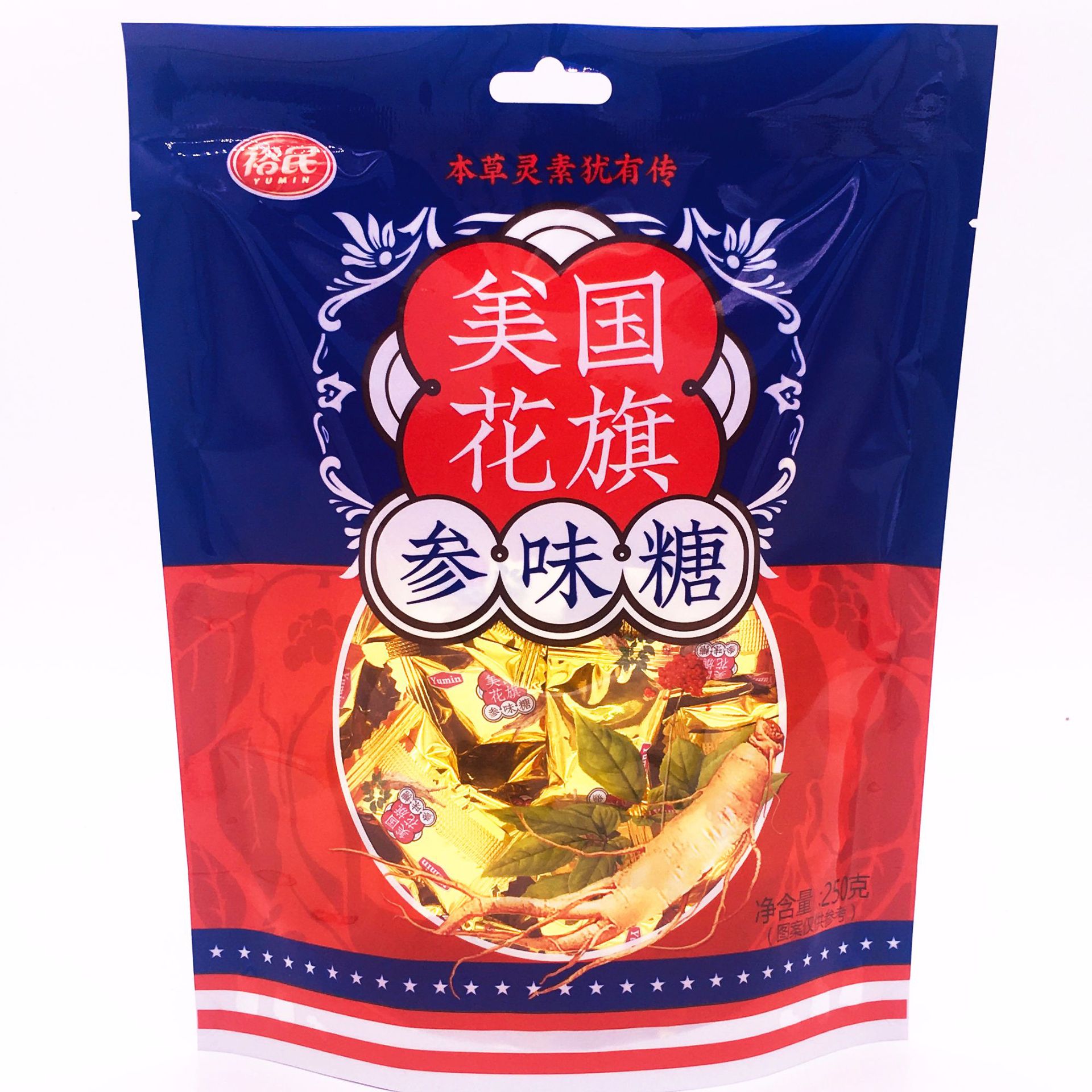 【厂家】批发团购 贺年糖果 美国花旗参味糖 250克 送礼佳品