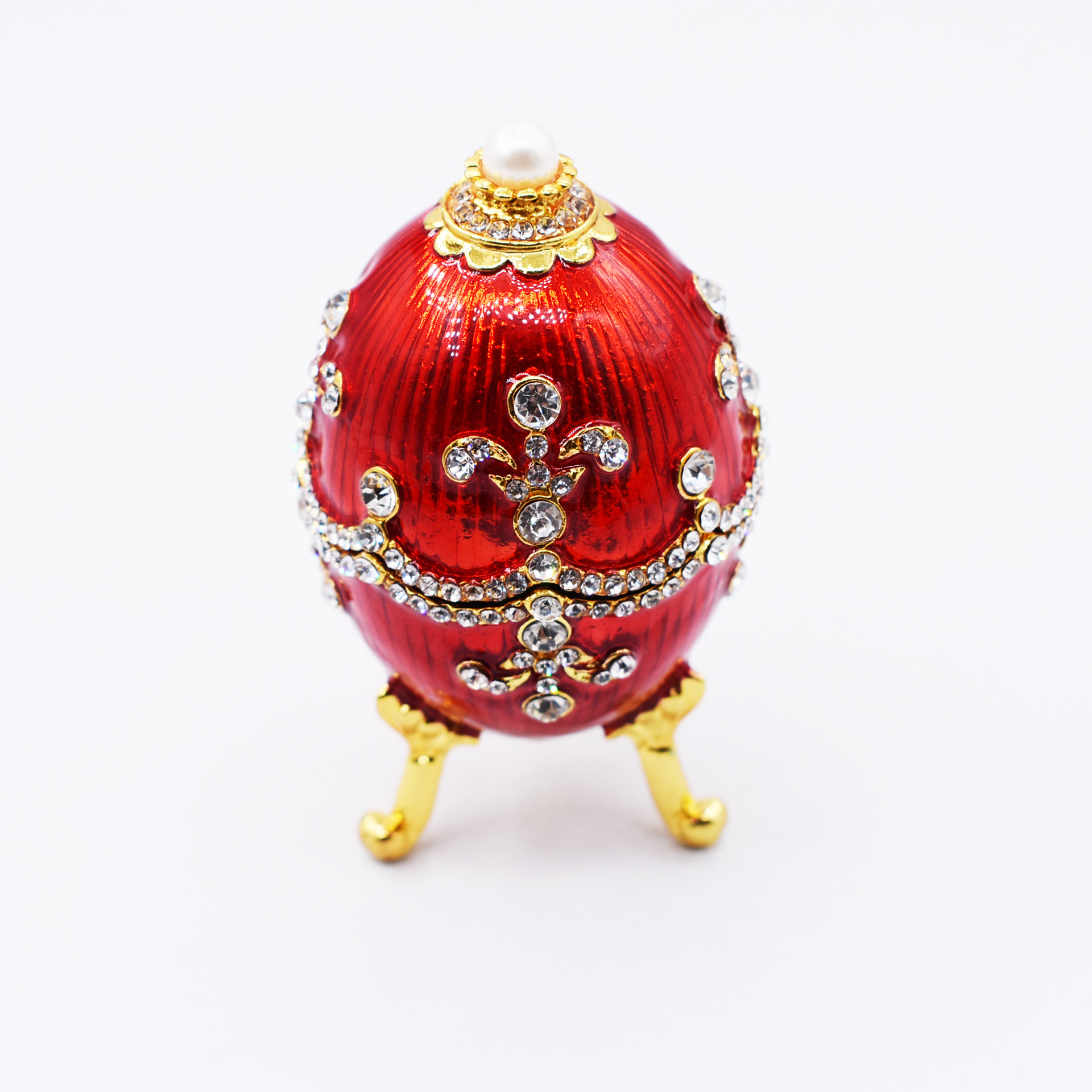 跨境专供复活节蛋摆件 镀金镶钻欧式珐琅首饰盒俄罗斯金属工艺品