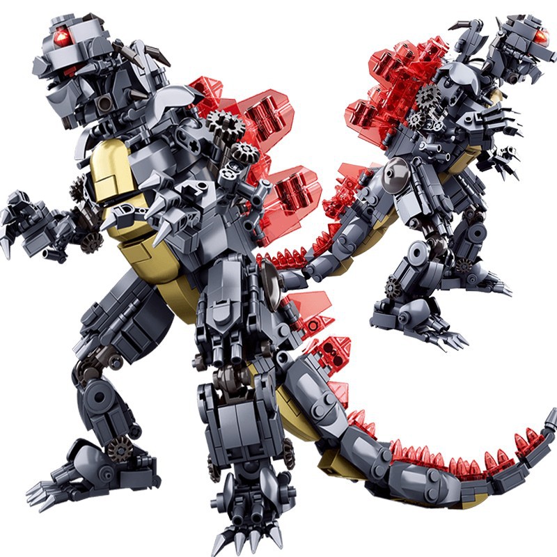 小鲁班0783哥斯拉2怪兽之王男孩恐龙基多拉0785拼装积木模型玩具