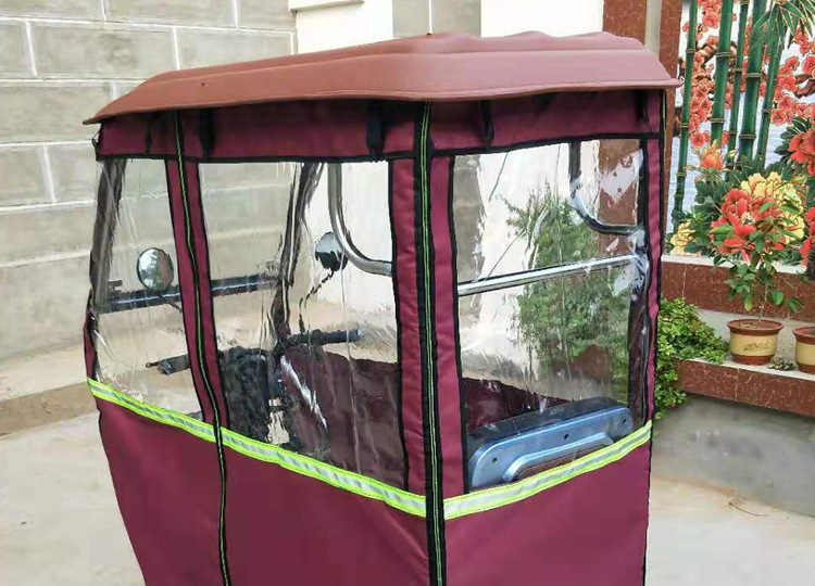 小型电动三轮车车棚雨棚老年休闲小巴士三轮车透明雨篷遮阳挡雨棚